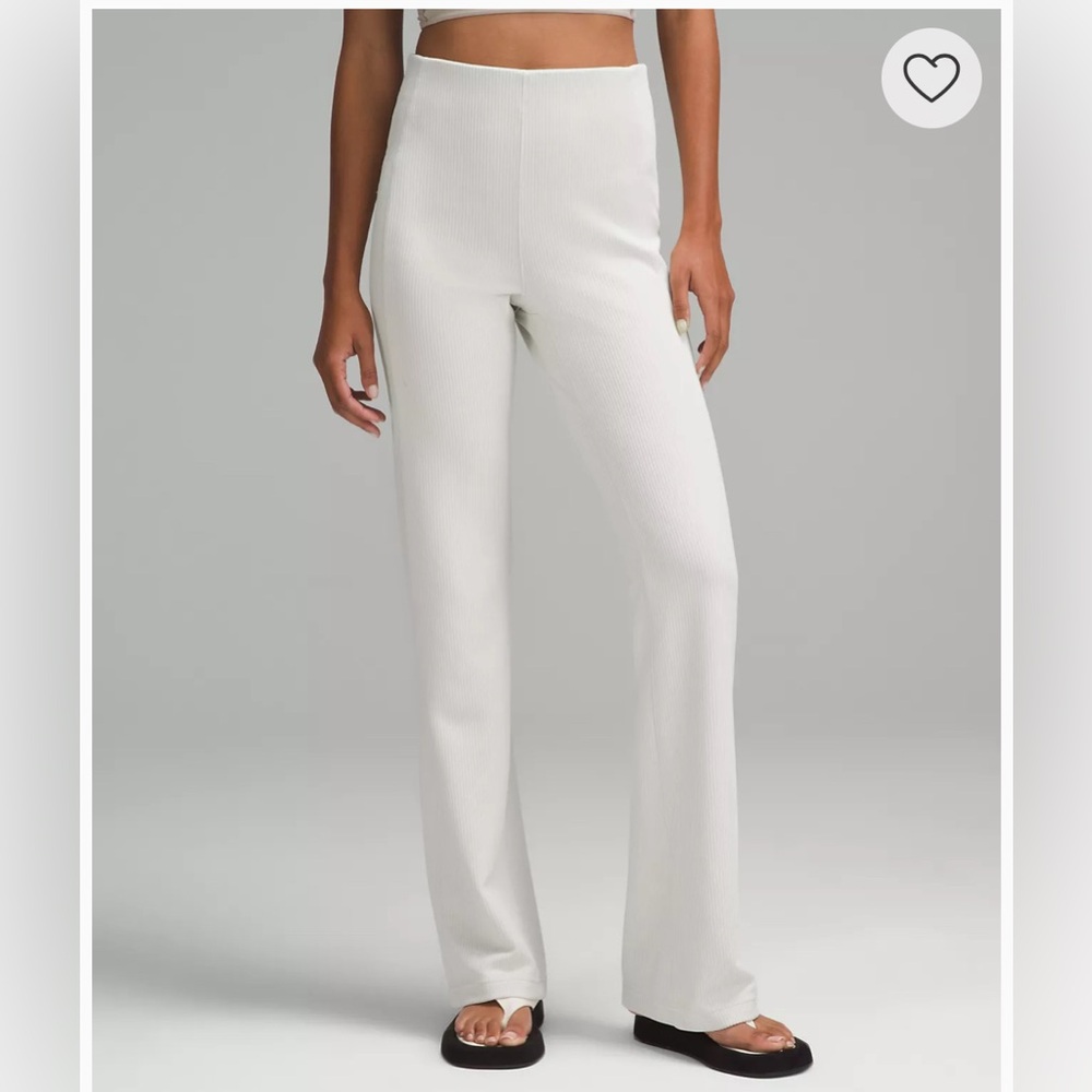 Lululemon Ribbed Softstreme Flared Pants. Color: Bone. Size: 6. Condition: Great